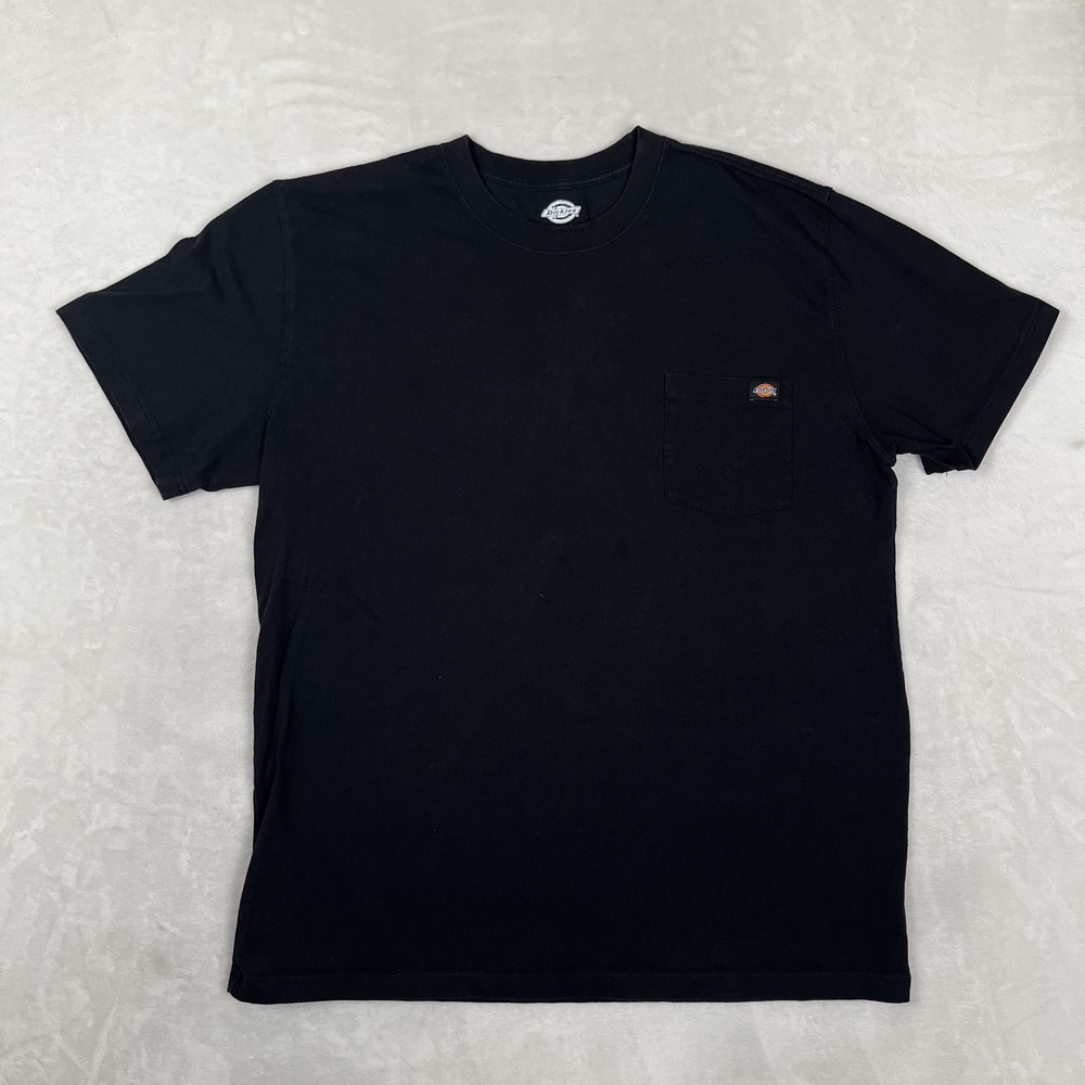 Dickies T-Shirt Mens 2XLT Black Pocket Workwear Logo Tagless Cotton Tee